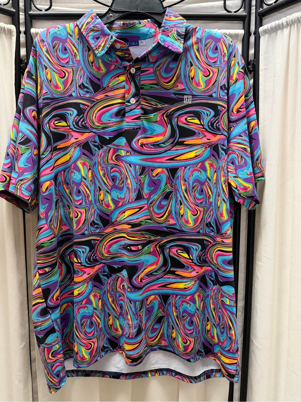 Hreski Vibrant Swirl Polo Shirt - Multi Color